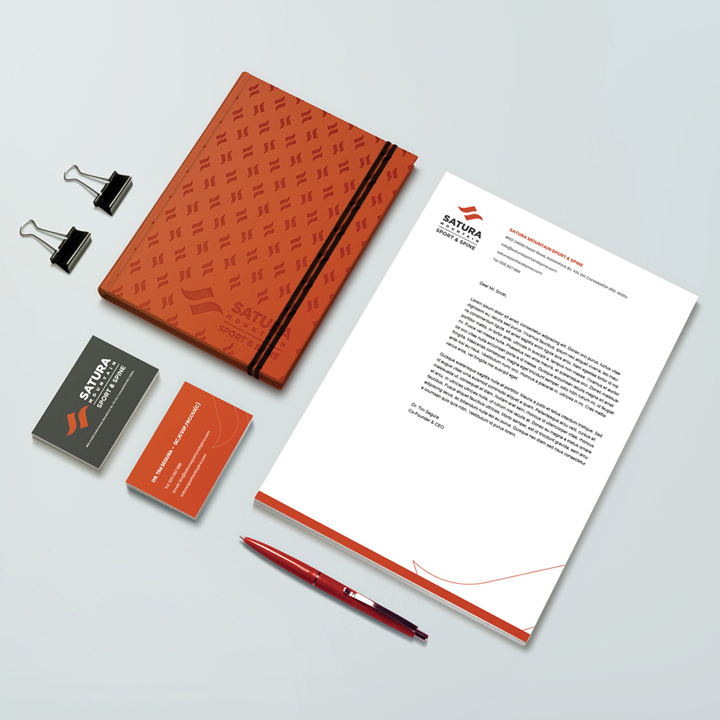 sport and spine stationery design mockup